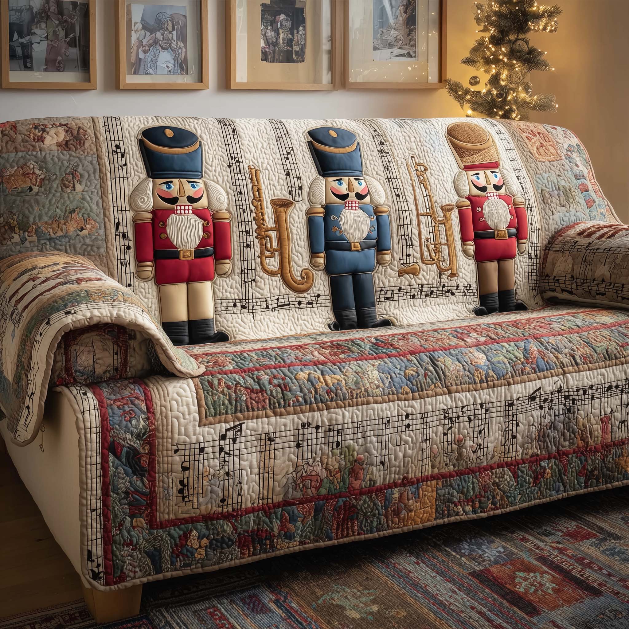 Music Nutcracker Quilted Sofa Cover