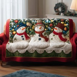 Snowman Cheer Quilted Sofa Cover