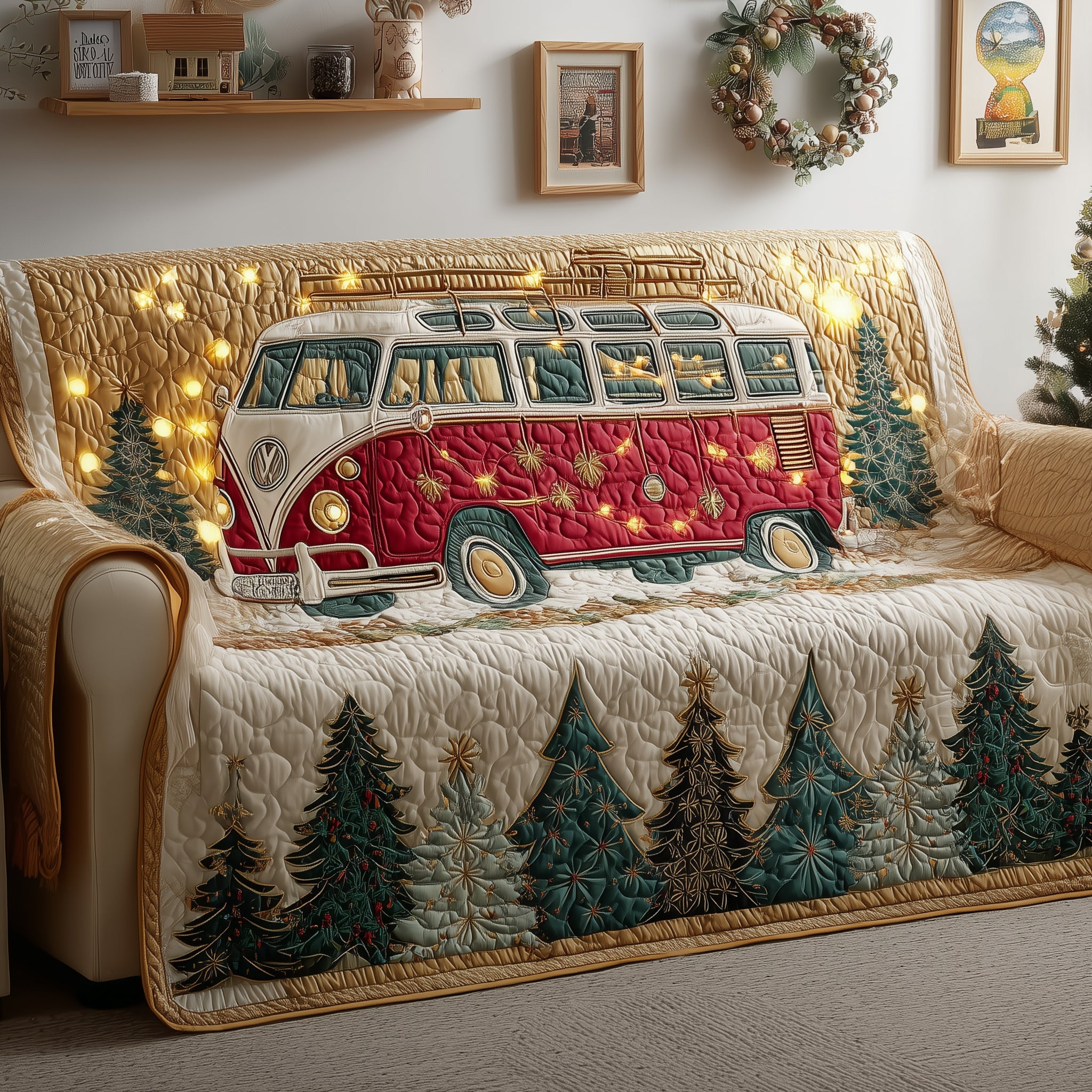 Holiday Van Quilted Sofa Cover