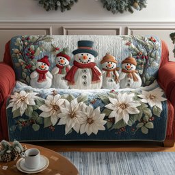 Poinsettia Burst Quilted Sofa Cover