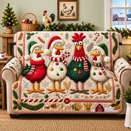 Christmas Chicken Quilted Sofa Cover