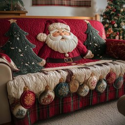 Jolly Santa Quilted Sofa Cover