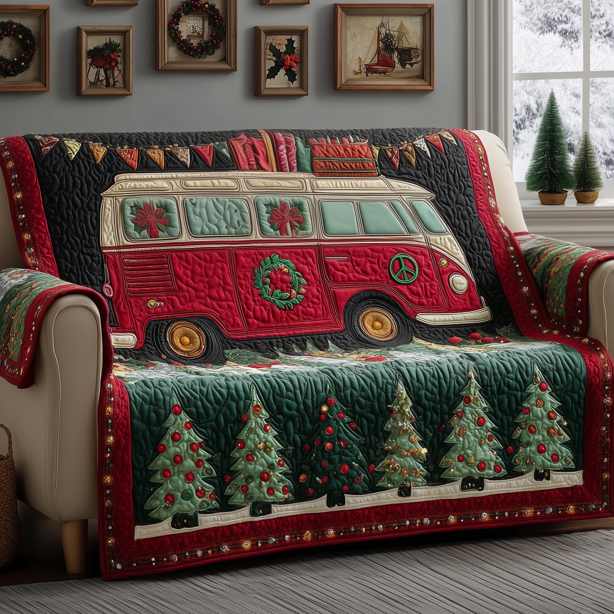 Holiday Van Quilted Sofa Cover