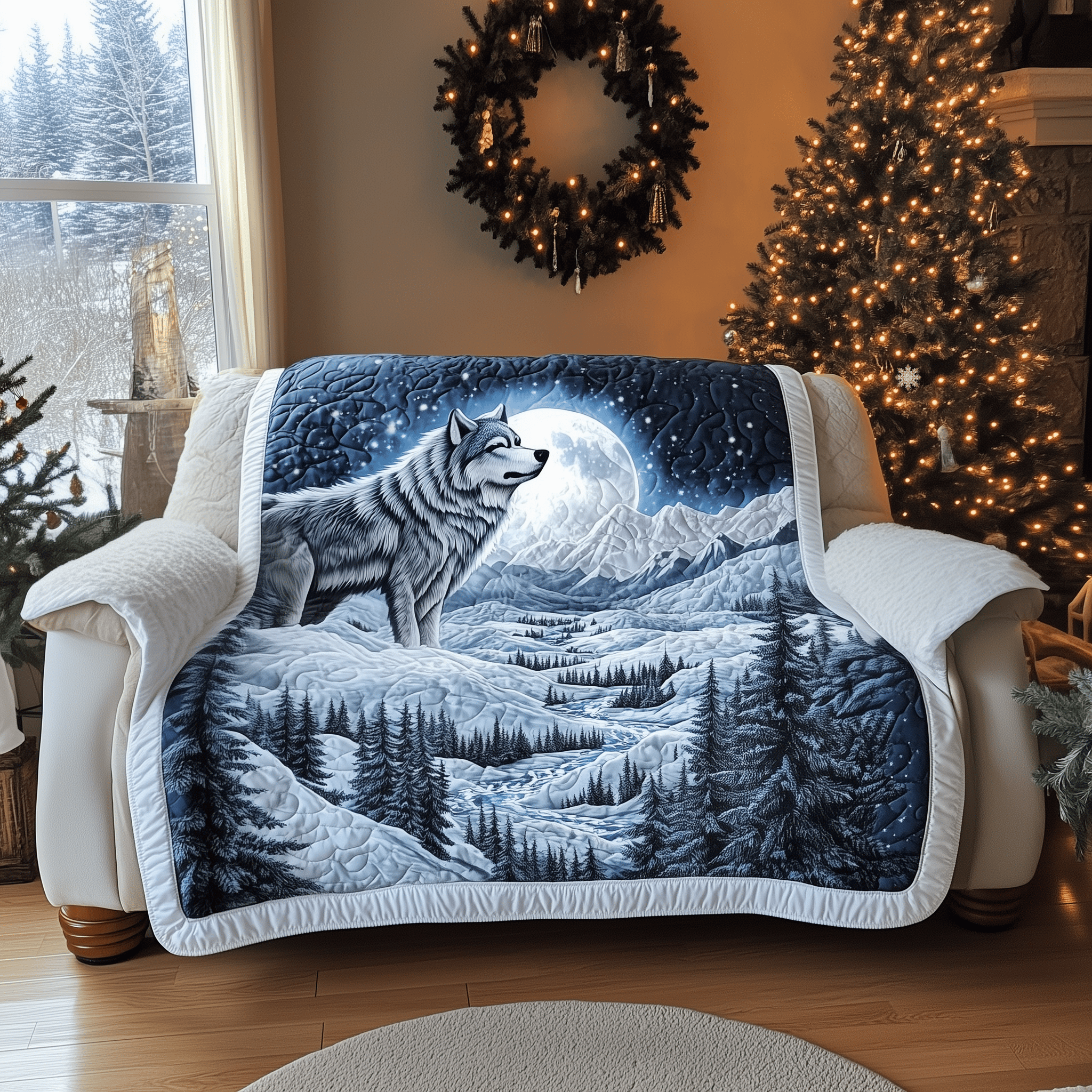 Glacier Howl Quilted Sofa Cover