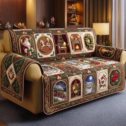 Christmas Gallery Quilted Sofa Cover