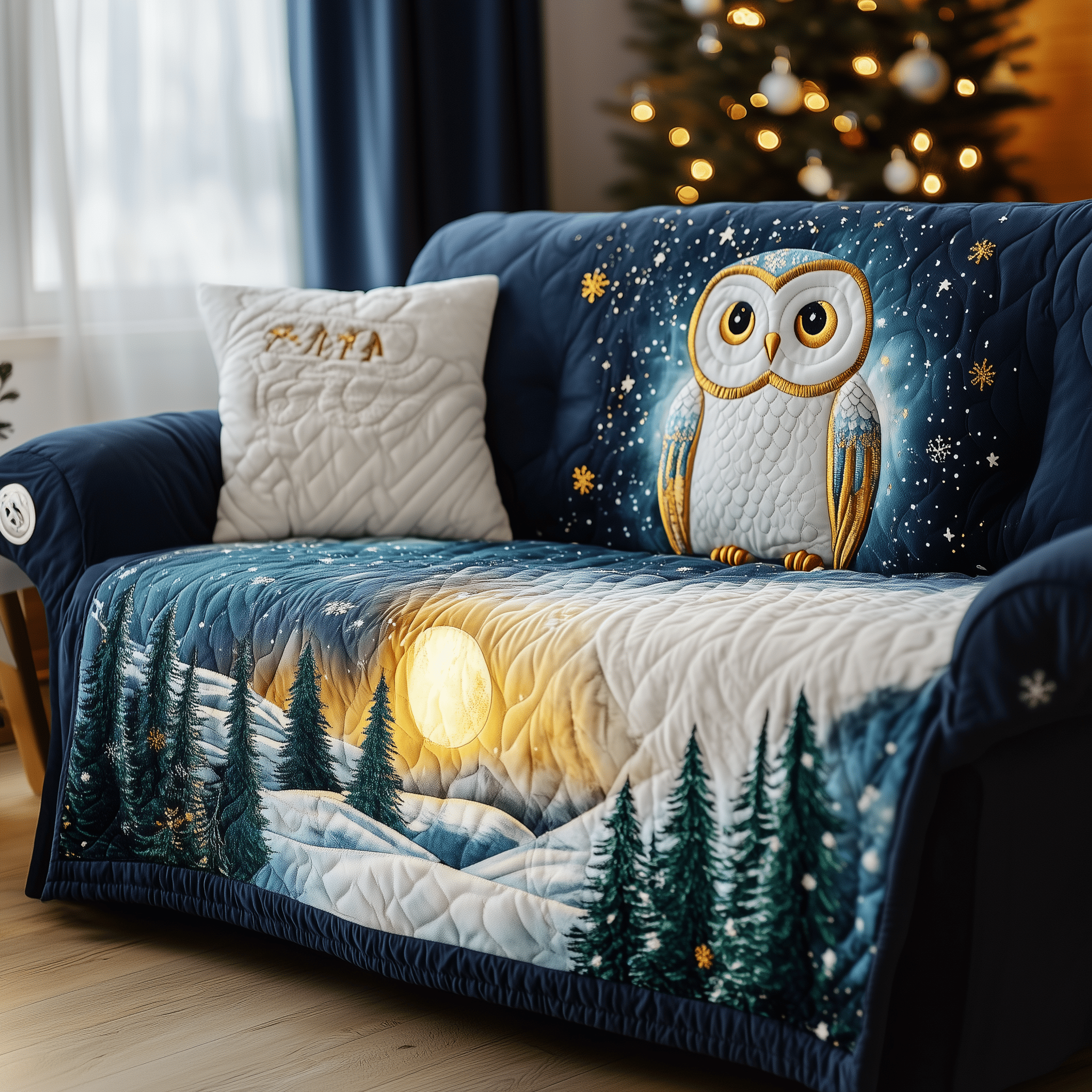 Winter Watcher Quilted Sofa Cover