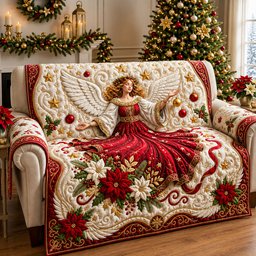 Christmas Angel Quilted Sofa Cover