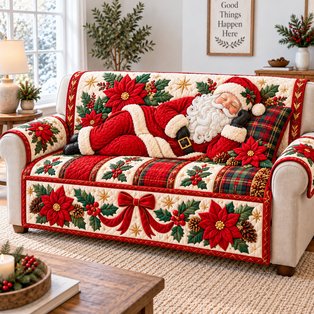 Santa North Sleep Quilted Sofa Cover