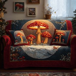 Glowing Mushrooms Quilted Sofa Cover