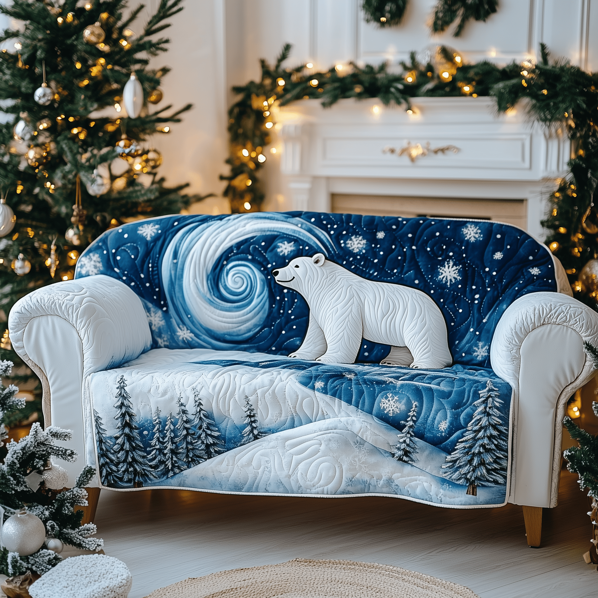 Polar Majesty Quilted Sofa Cover