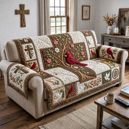 Cross Faith Cardinal Quilted Sofa Cover