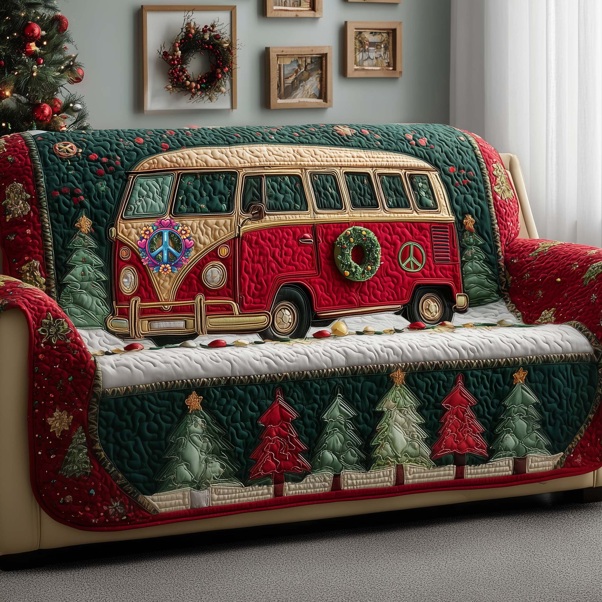 Holiday Van Quilted Sofa Cover