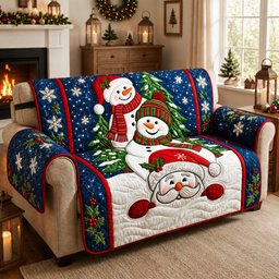 Snowman Winter Dreams Quilted Sofa Cover