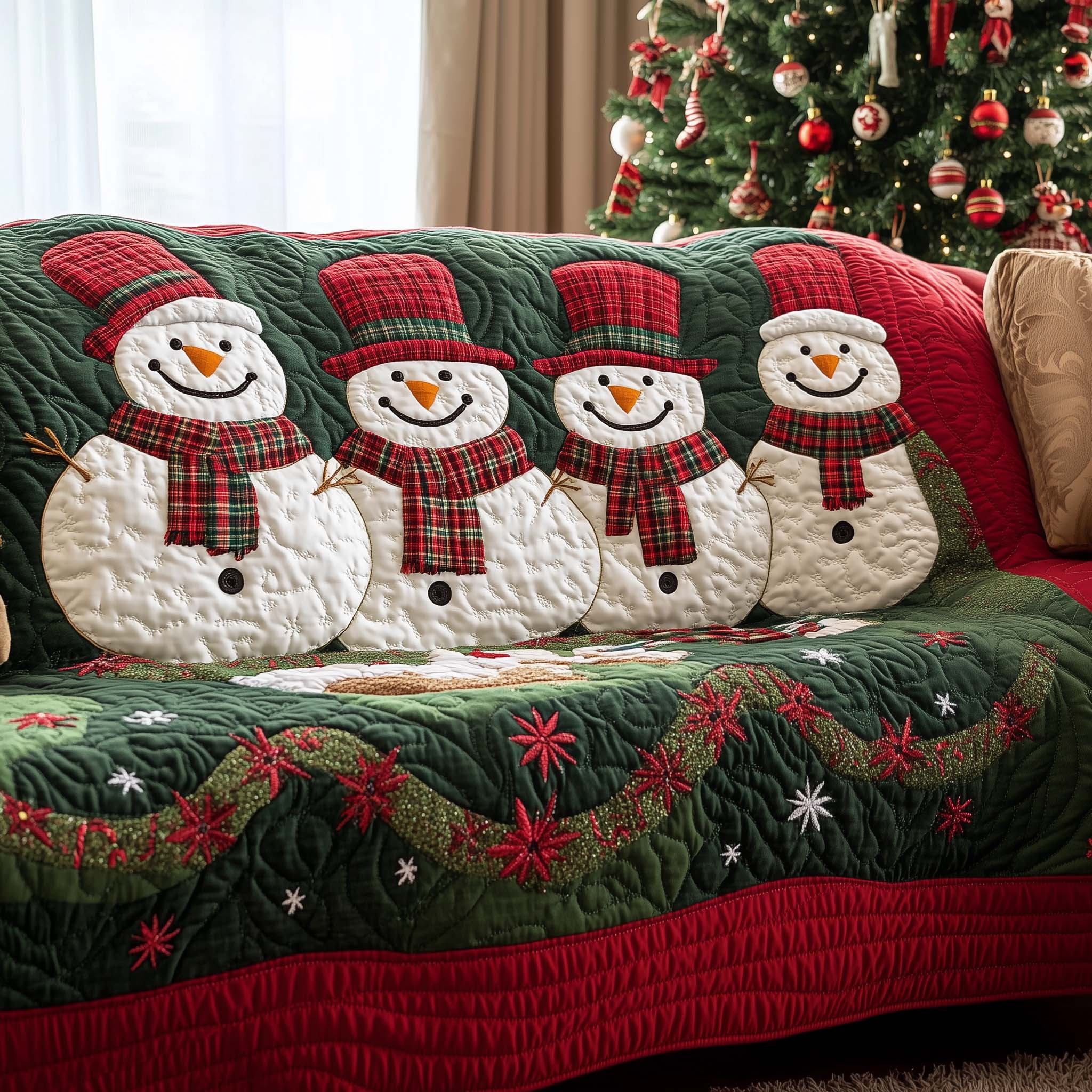 Festive Joy Quilted Sofa Cover