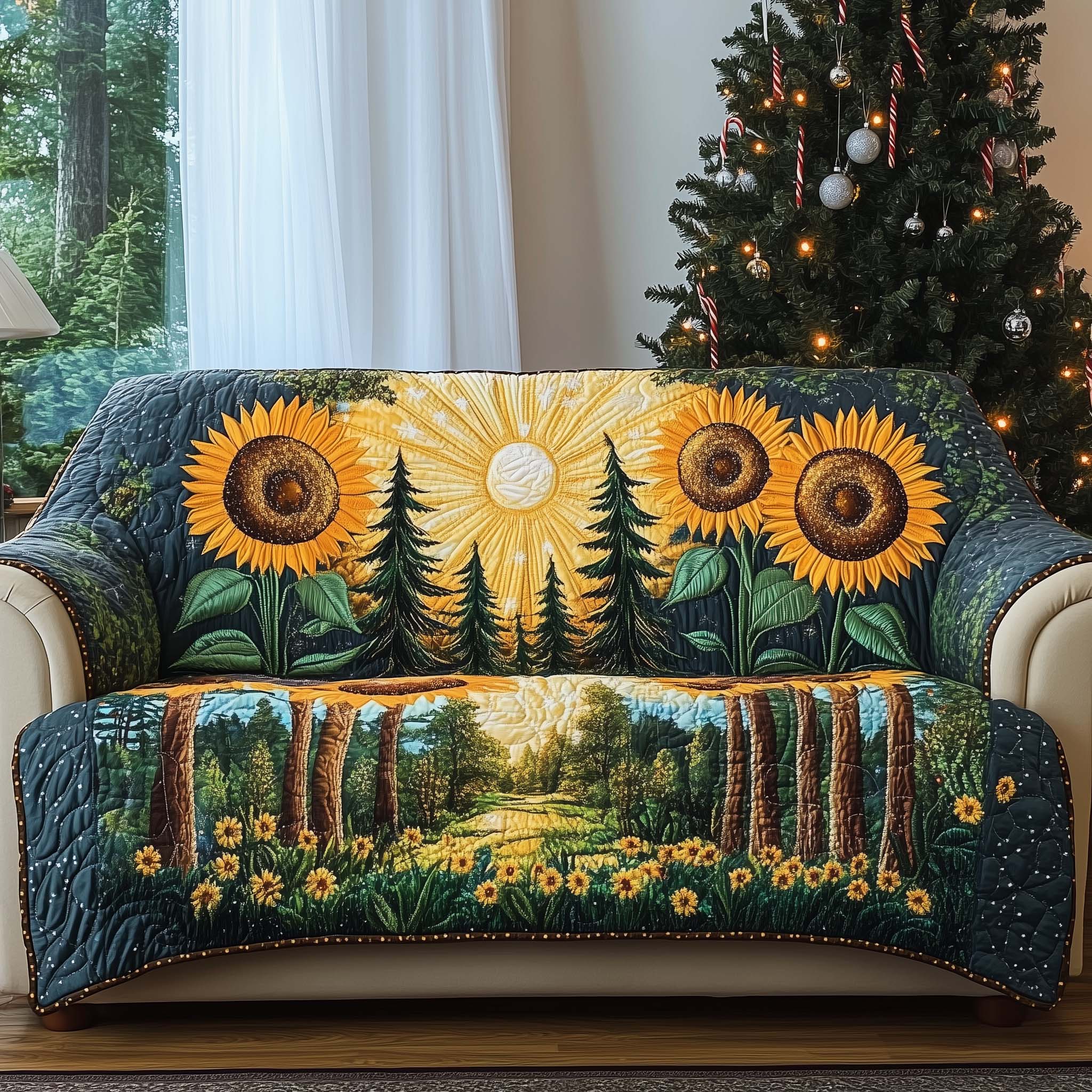 Forest Glow Quilted Sofa Cover