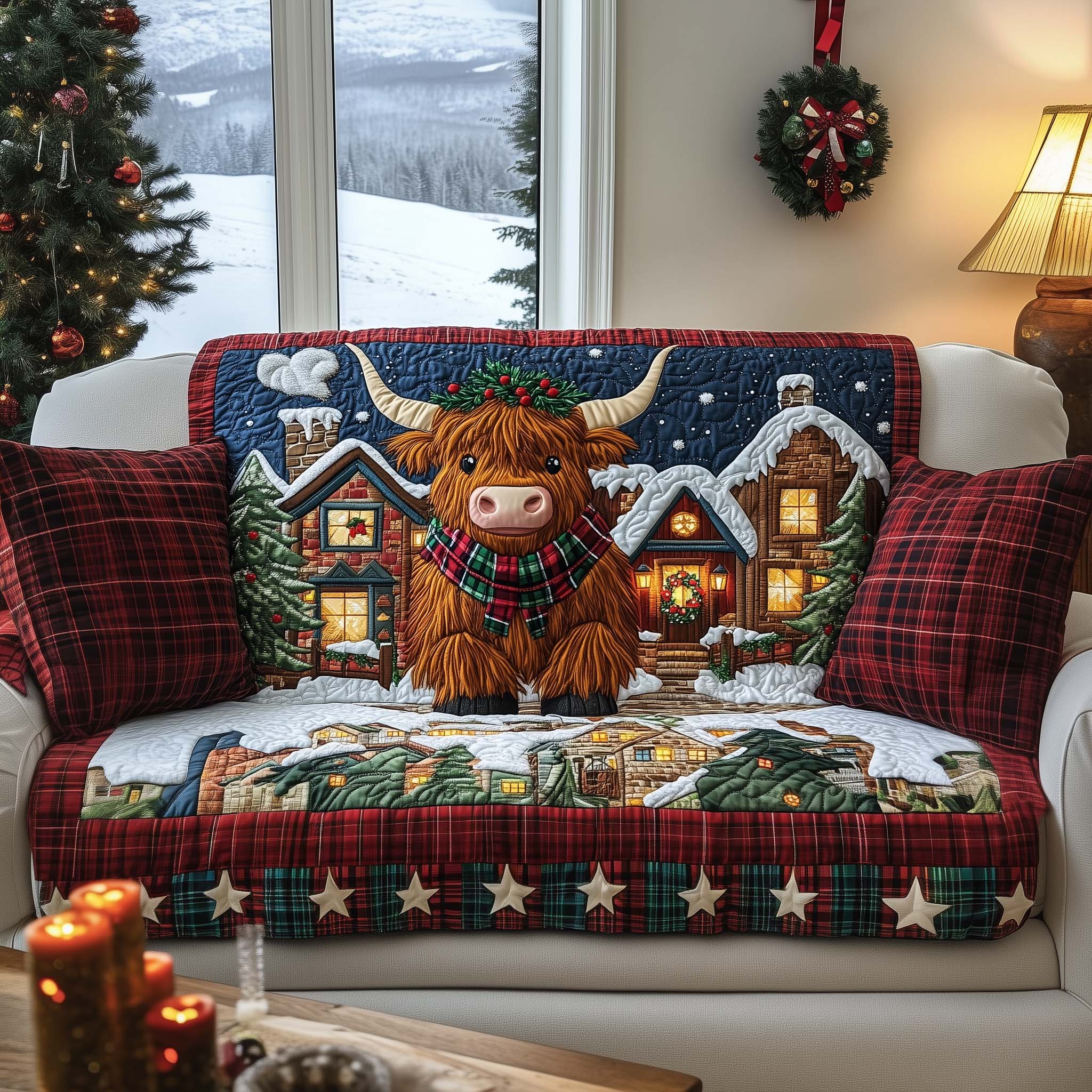 Village Caroler Quilted Sofa Cover