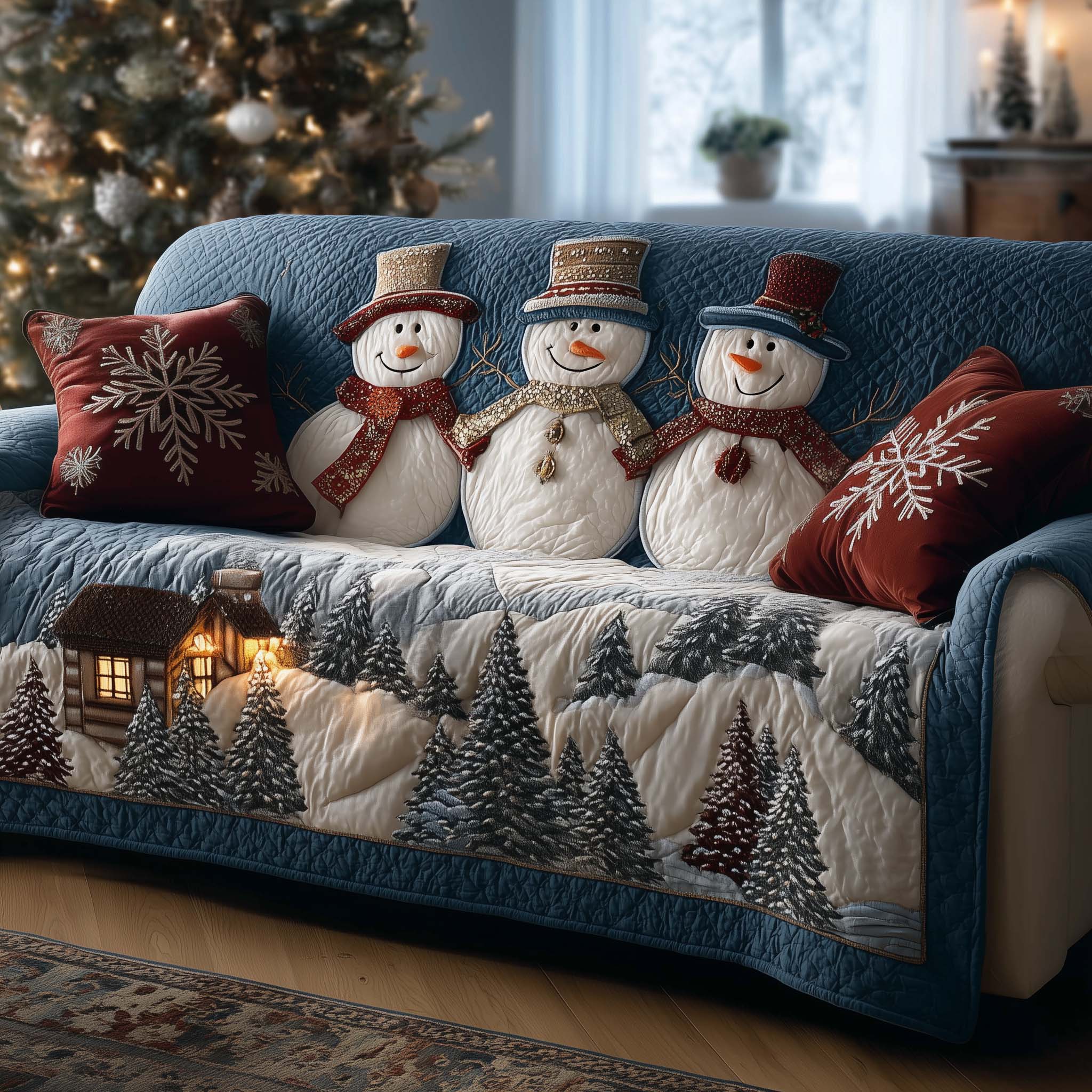 Snow Family Quilted Sofa Cover