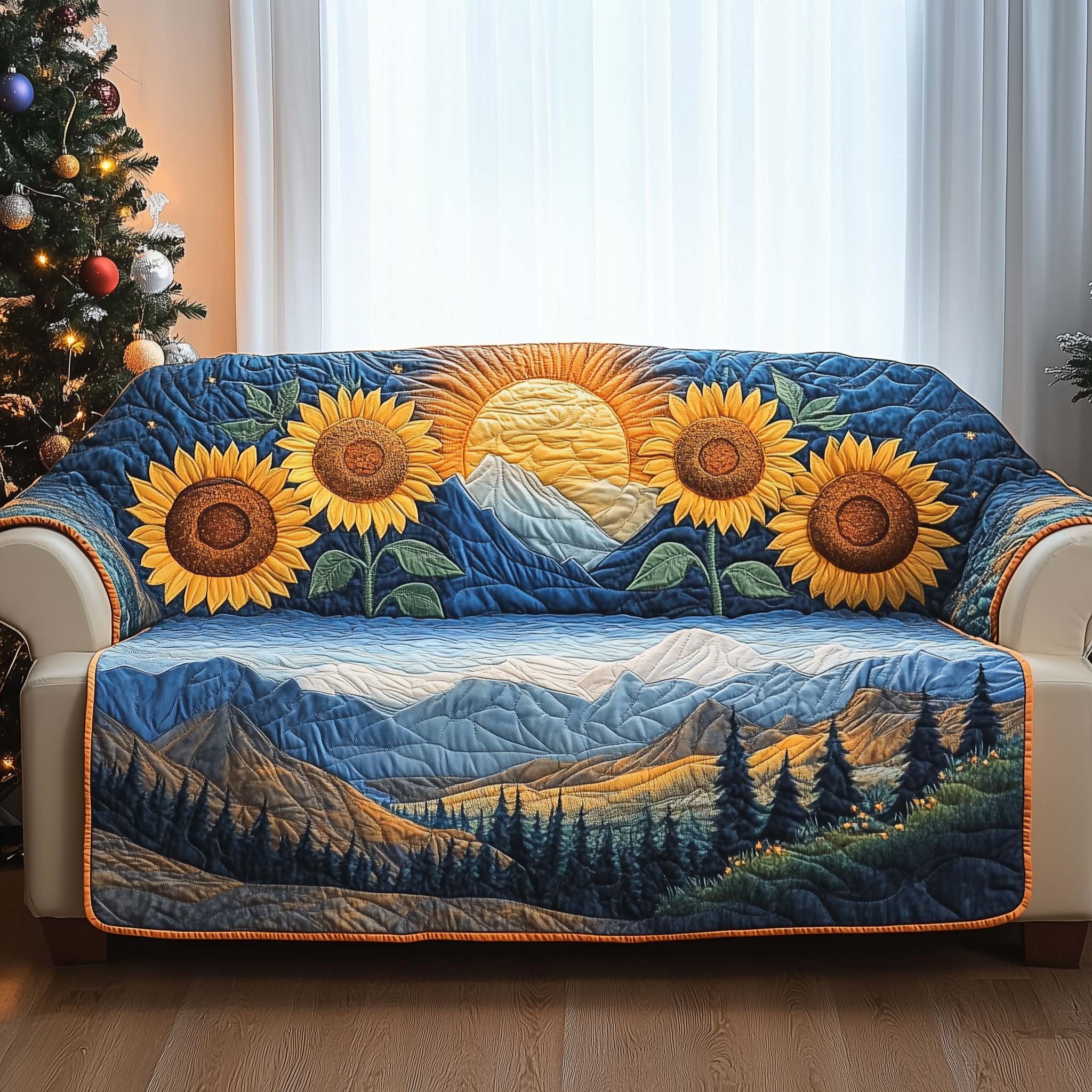 Mountain Crown Quilted Sofa Cover