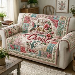 Christian Faith Quilted Sofa Cover
