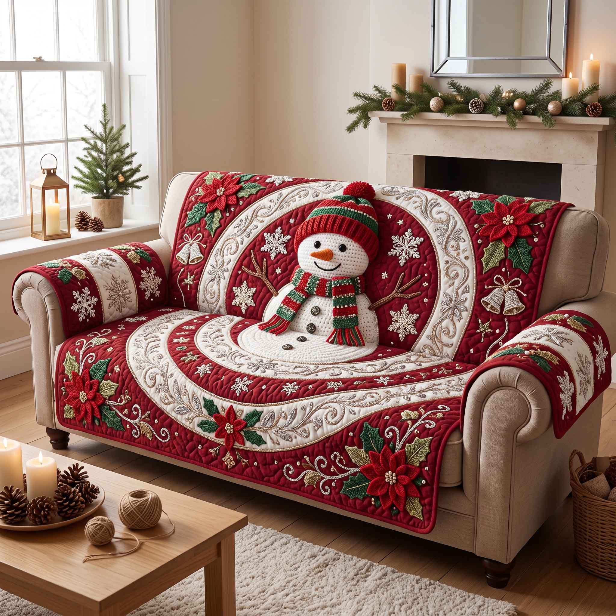 Frosty Friend Quilted Sofa Cover