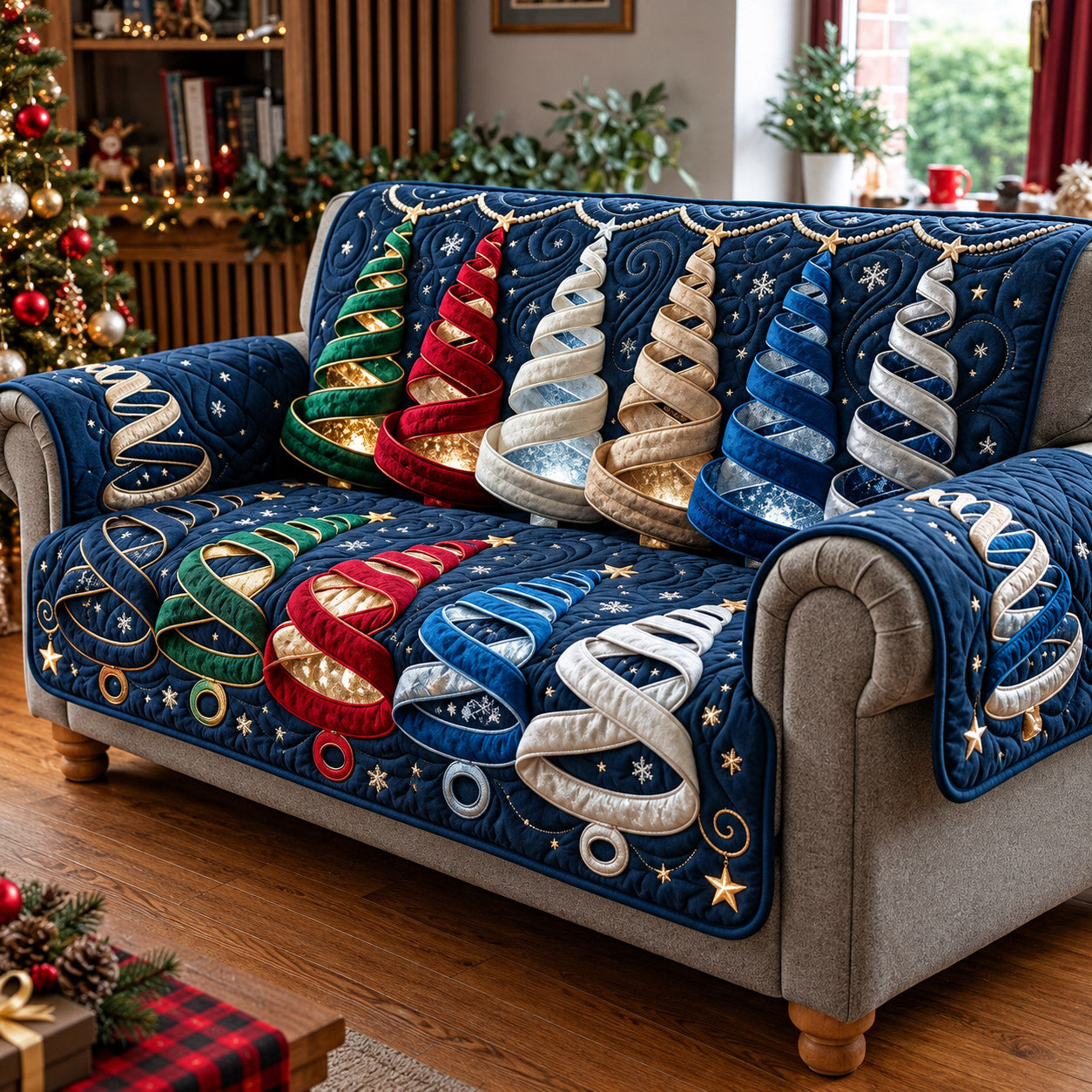 Christmas Stocking Quilted Sofa Cover