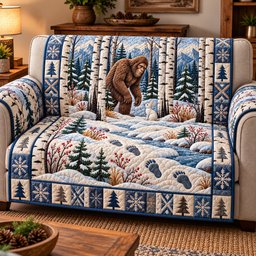 Bigfoot Birch Winter Quilted Sofa Cover