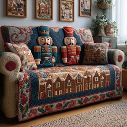 Twin Nutcracker Quilted Sofa Cover