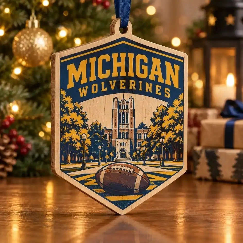 Michigan Wolverines Christmas Ornament Holiday Tree Decor Football Fans Gift