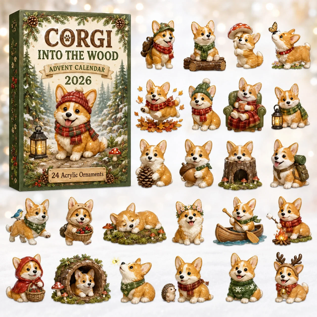 Corgi Into The Wood Advent Calendar 2026 Advent Calendar Decoration Presents For Corgi Lovers