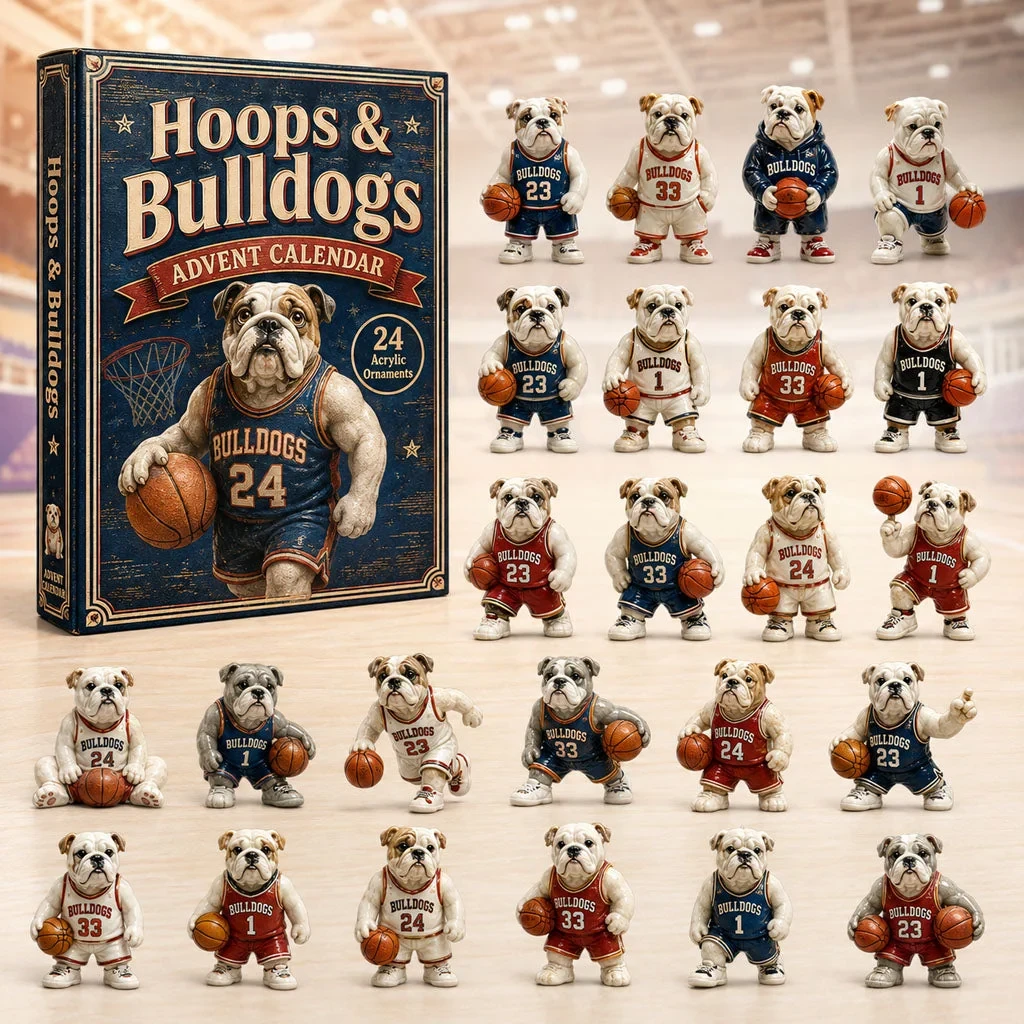 Hoops Bulldog Basketball Advent Calendar 2026 Christmas Eve Countdown Xmas Gifts For Dog Lover