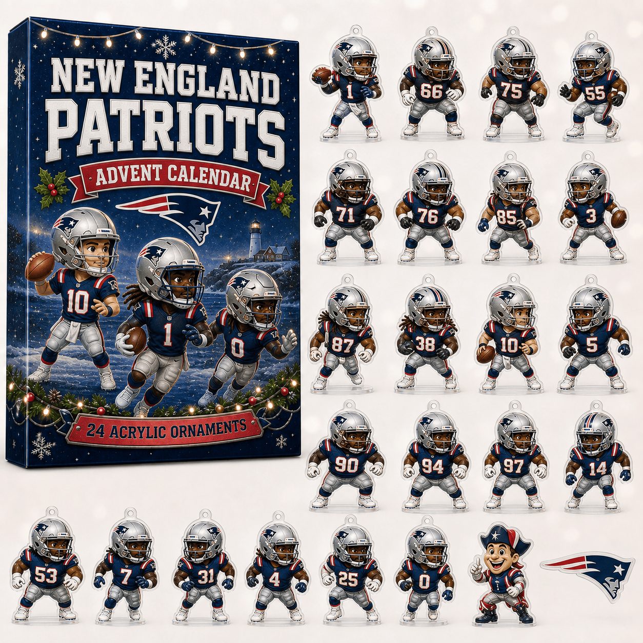 New England Patriots Christmas 2026 Advent Calendar Xmas Decor Gifts For Patriots Fans