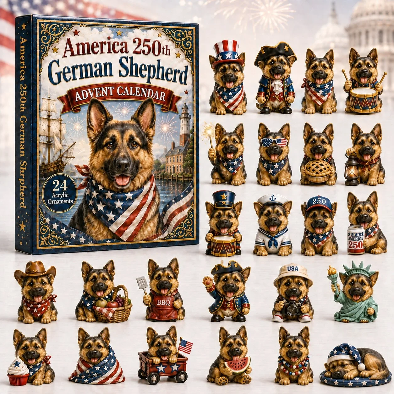 Patriot Shepherd Advent Calendar 2026 Dog Advent Calendar Gifts For German Shepherd Lovers