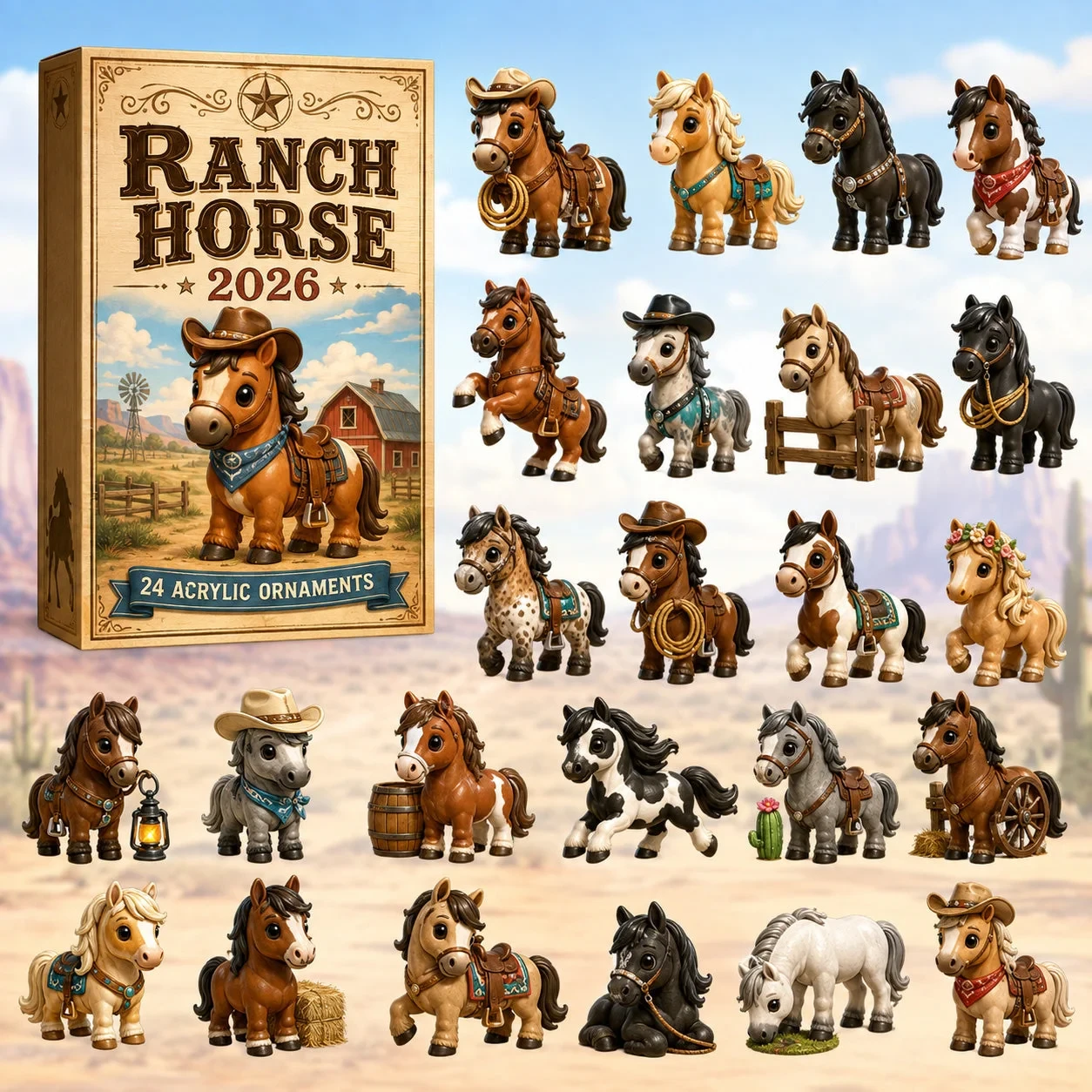 Ranch Horse Advent Calendar Unique Ornament Advent Calendar Cute Gifts For Ranch Brothers