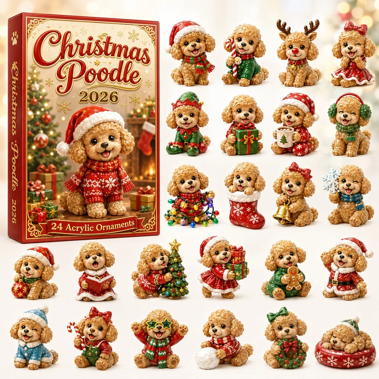Christmas Poodle Advent Calendar 2026 Xmas Countdown Gift For Poodle Lovers