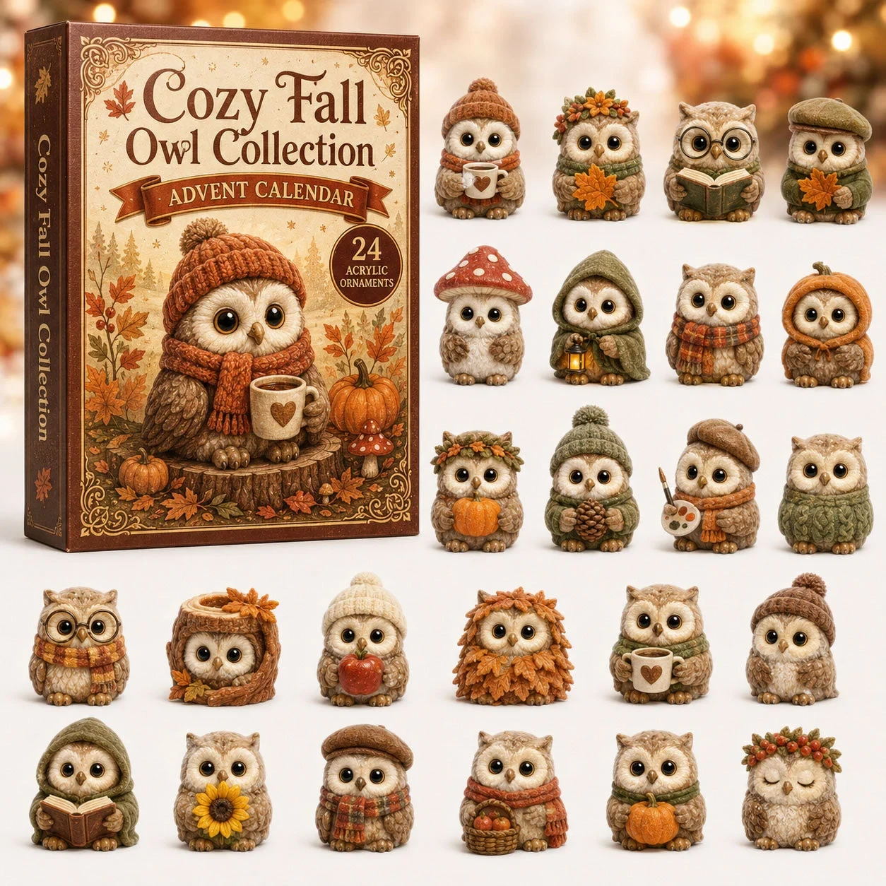 Cozy Fall Owl Collection Calendar Autumn Home Decor Cute Gifts For Owl Lovers