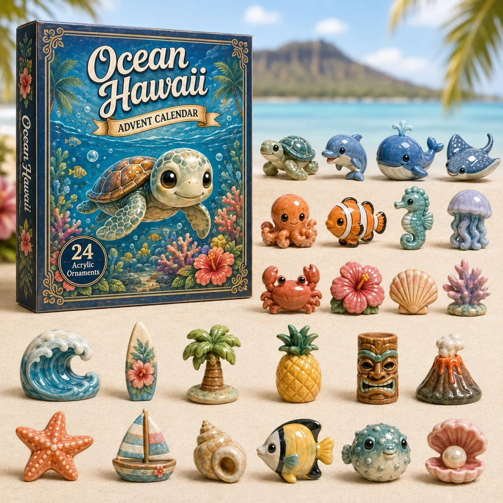 Ocean Hawaii Advent Calendar Hawaii Ornament Advent Calendar Special Gift For Ocean Lovers