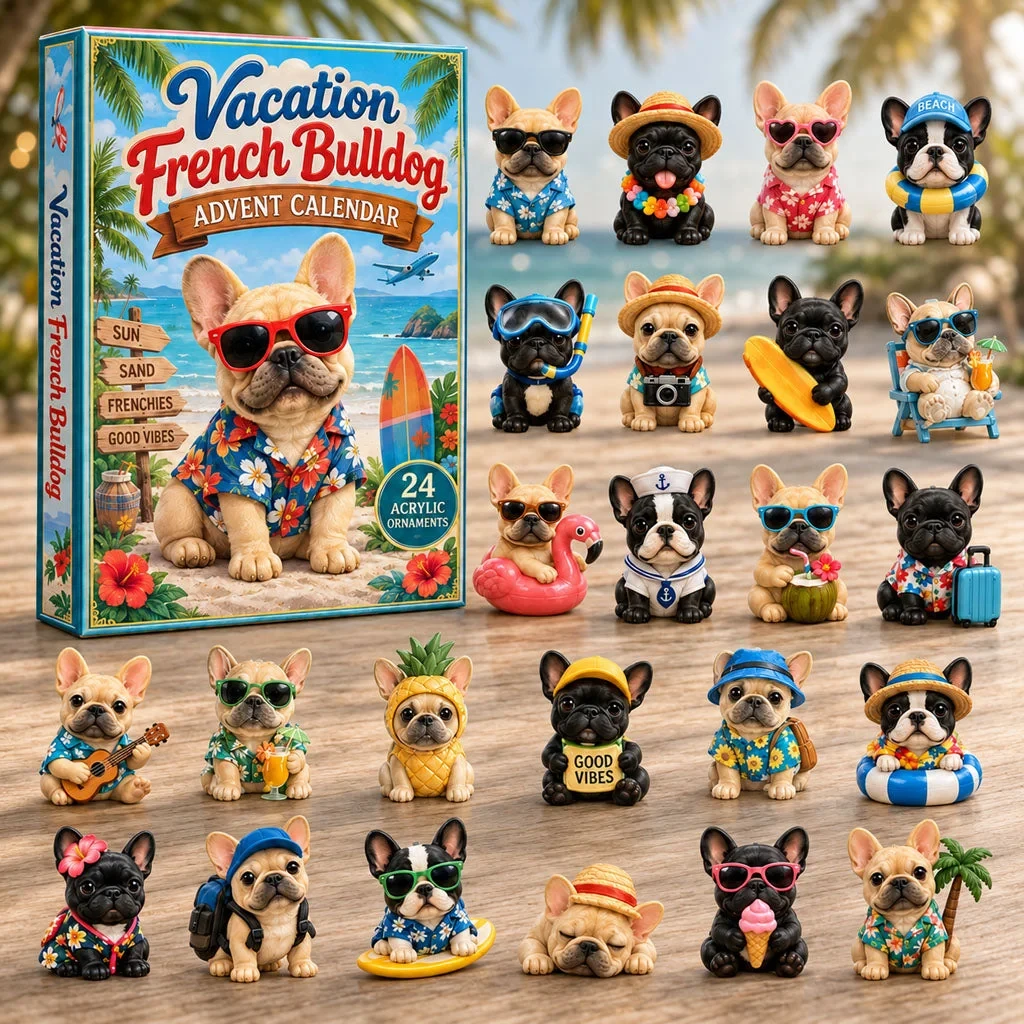 Vacation French Bulldog Advent Calendar Summer Home Decor Cute French Bulldog Gifts