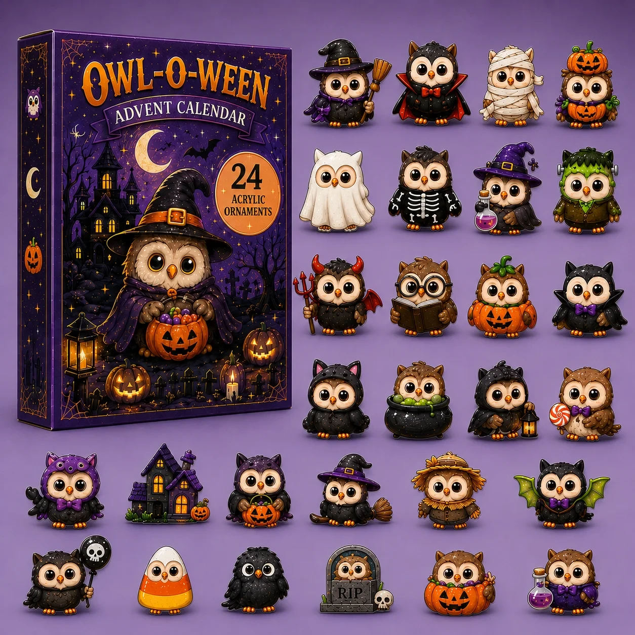 Owl O Ween Advent Calendar Halloween Countdown Unique Gift For Owl Lovers