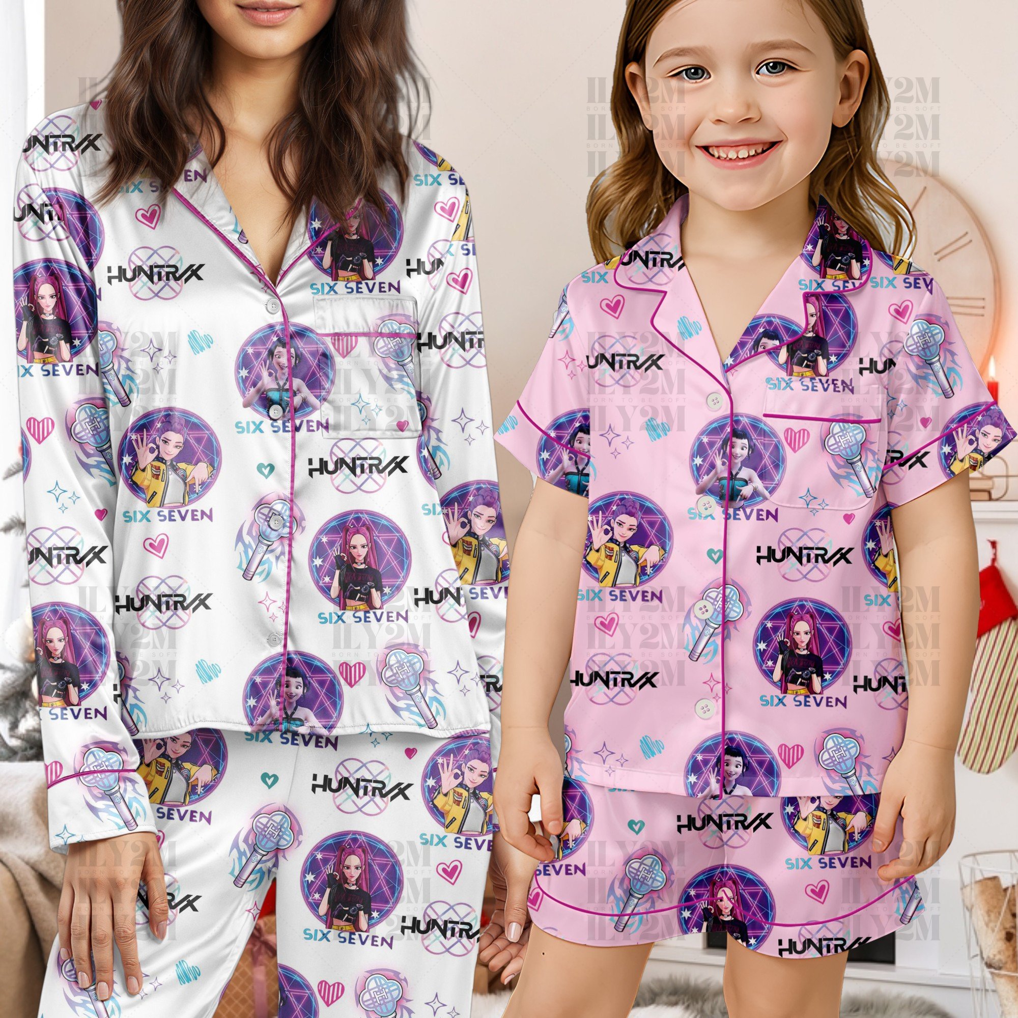 Six Seven 6 7 Meme Kpop Demon Hunters Satin Pajamas, Huntrix Six Seven ...