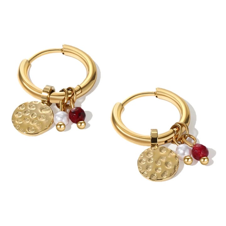 Earrings for Women Natural Stone Pink Cute Charms Waterproof Jewelry