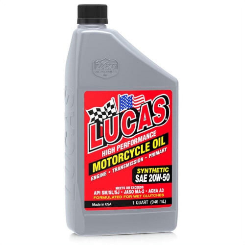 1PK Lucas Oil 10702 SAE 20W-50 Synthetic Motorcycle Oil - 1 Qt.