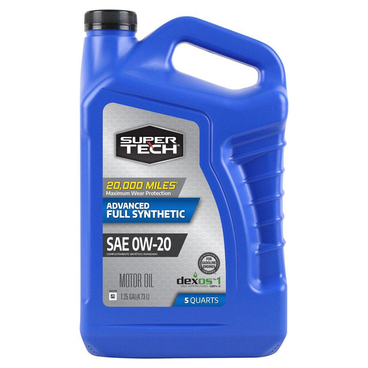 Super Tech Advanced Full Synthetic Motor Oil SAE 0W-20, 5 Quarts