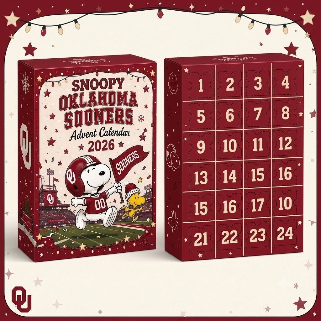 Oklahoma Sooners x Snoopy Christmas Advent Calendar 2026 for College Football Fans