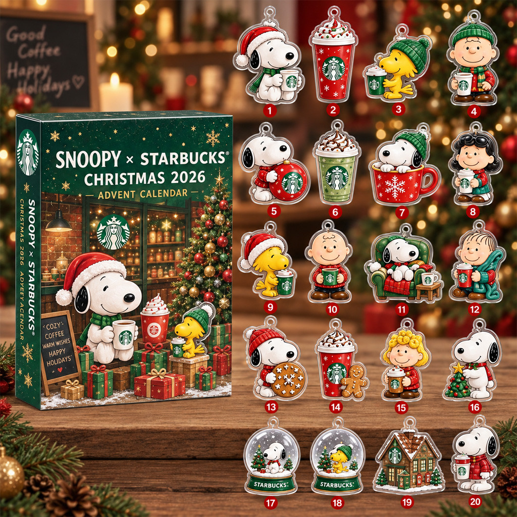SB x Peanuts Snoopy Christmas Countdown Advent Calendar 2026 for Starbucks and Peanuts Fans