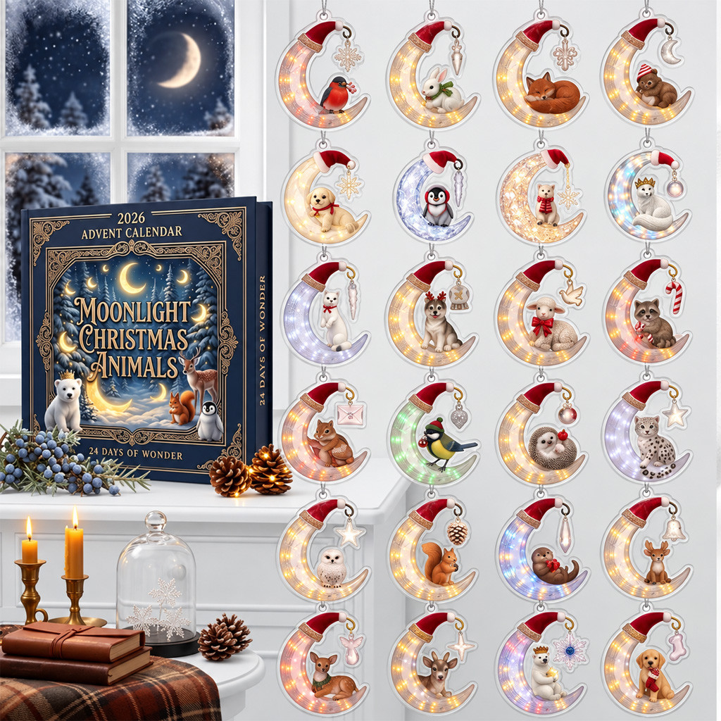 Moonlight Christmas Animals Advent Calendar 2026 for Christmas and Animal Lovers