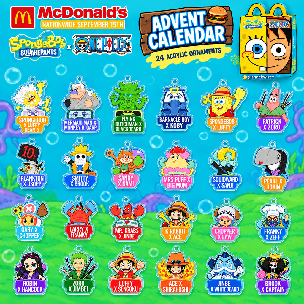 McDonald’s x SpongeBob SquarePants x One Piece Advent Calendar 2026 for Cartoon and Anime Fans