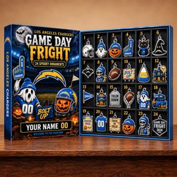 Custom Name and Number Los Angeles Chargers Game Day Fright Advent Calendar 2026 For Halloween