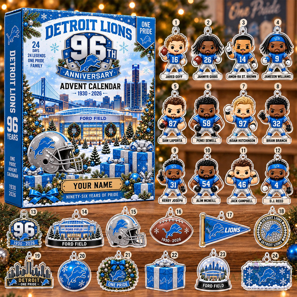 Custom Name Detroit Lions 96th Anniversary Calendar For Football Fans