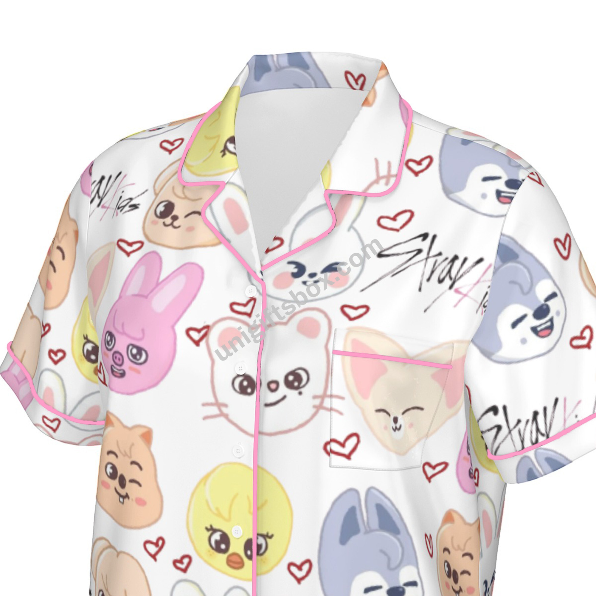 Skzcode Pajamas Kawaii Stray Kids Satin Pajama Set – Cute Cartoon SKZoo Characters ...