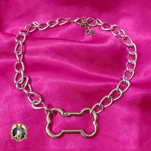 Punk Fashion Korean Hollow out Dogs Bone Pendant Necklace Cool Accessories Cute DIY Necklace for Women Egirl Jewelry Goth